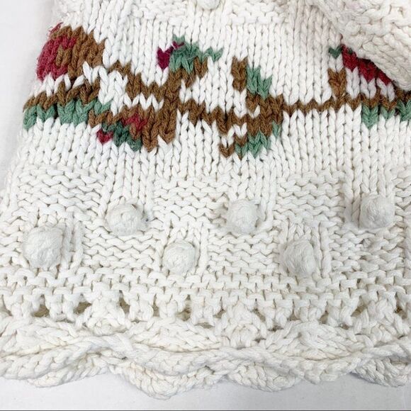 Vintage Rachel Max Floral Pom Pom Scalloped Chunky Knit Grandma Sweater Medium - Picture 5 of 9